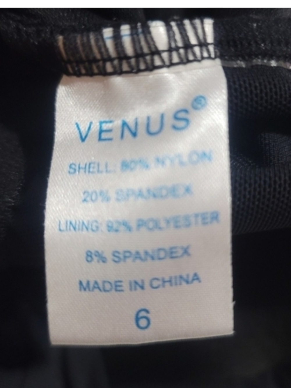 VENUS Size 6 Black One-Shoulder One-Piece with White Accent - Picture 4 of 6